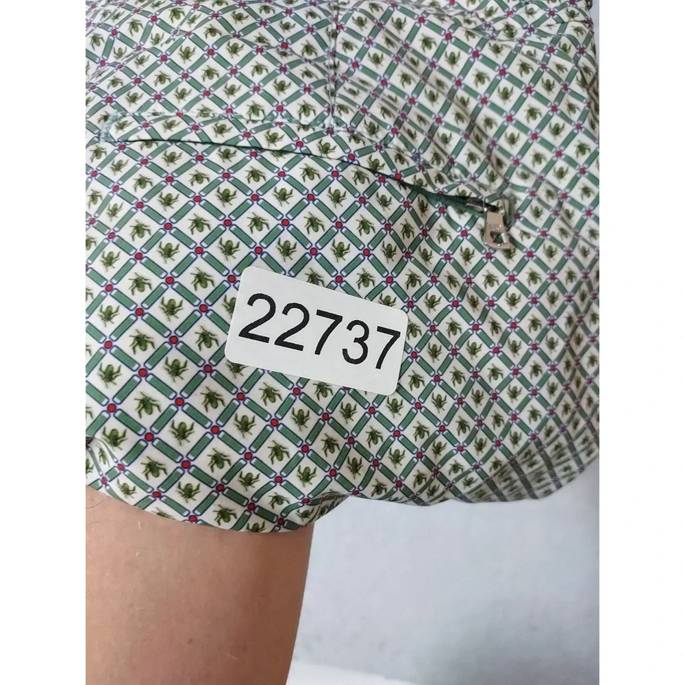 Orlebar Brown Swim Short Mens 38 Bulldog  Geometric Print Green Adjustable Waist